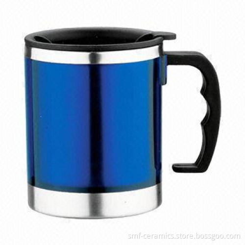 16oz Travel Mug with Stainless Steel Inner/AS Outer and Plastic Handle